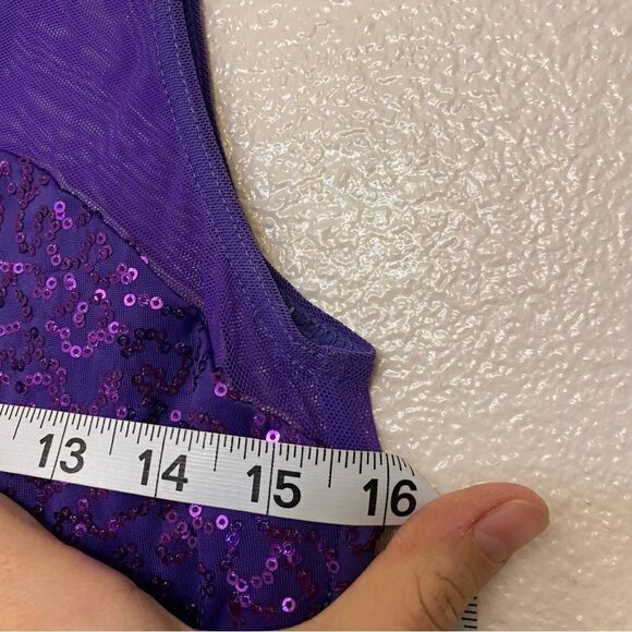 WEISSMAN Balera Dance Costume purple sequin tank peplum SQ7328 TOP Adult MA - Picture 8 of 11
